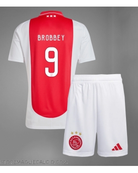 Ajax Brian Brobbey #9 Maglia Gara Casa Repliche 2024-25 Bambino Maniche Corte
